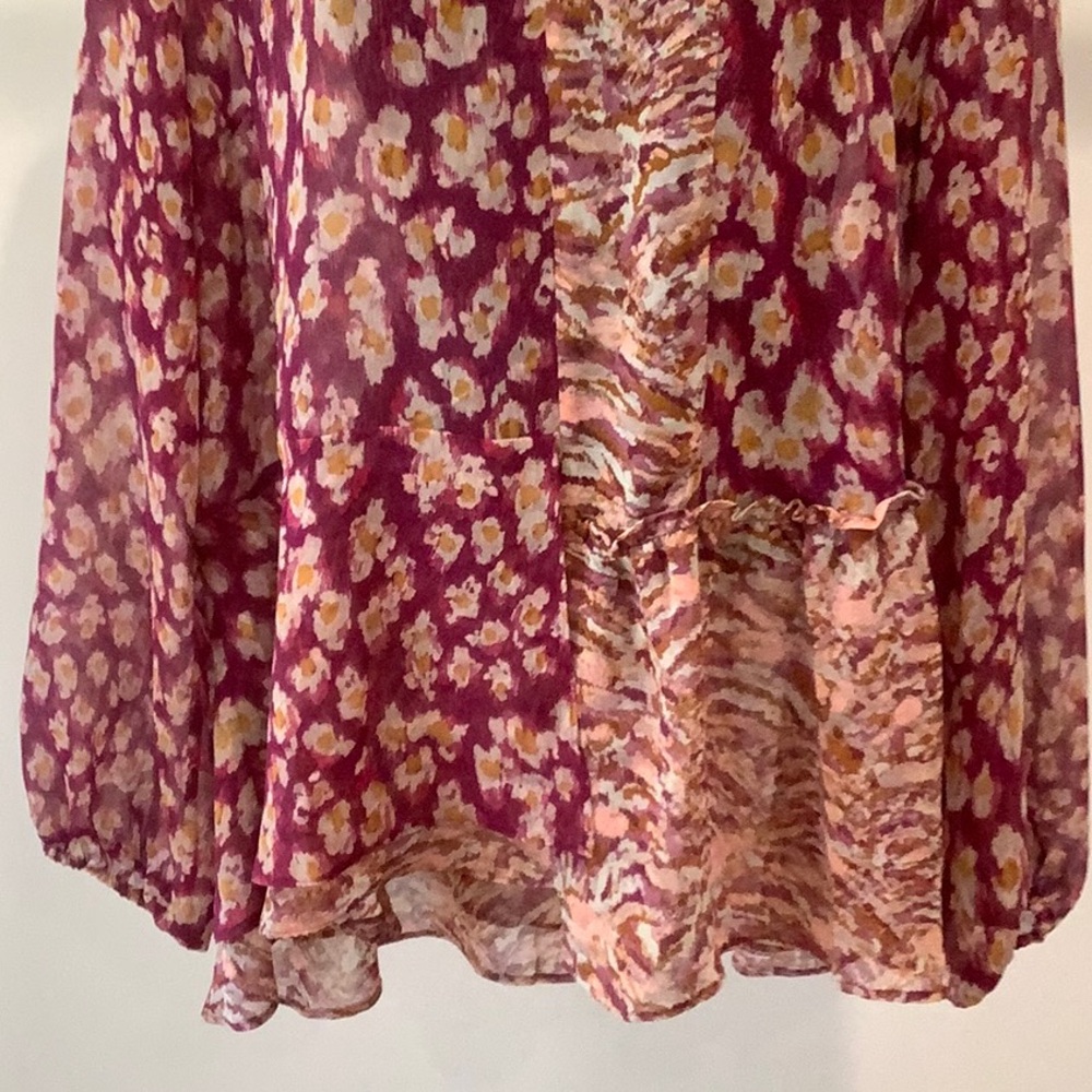 LOGO by Lori Goldstein Printed Blouse with Patchwork and Ruffles - Picture 5 of 13